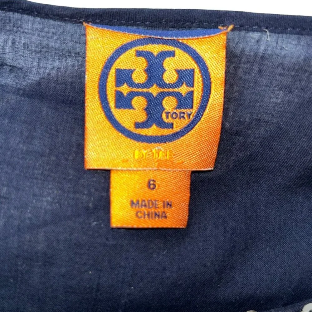 tory burch navy blue silver tightly woven sequins tunic top ORIGINAL 6